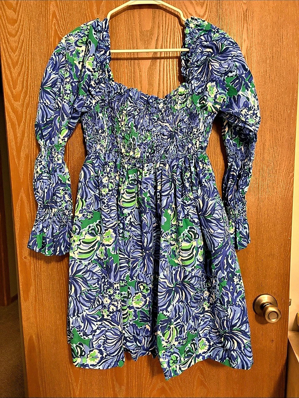 Lilly Pulitzer Floral Mini Dress in Blue & Green